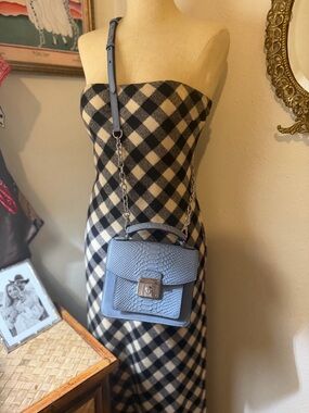 Lauren Ralph Lauren Light Blue Python Embossed Crossbody Bag